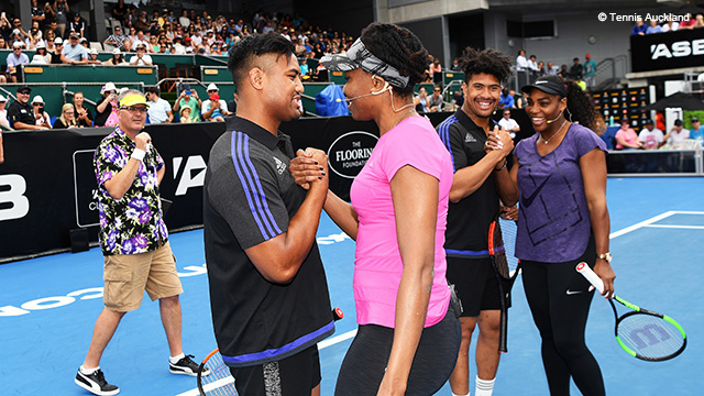 Venus & Serena Take On Rugby Stars Julian & Ardie Savea In Auckland Charity Event